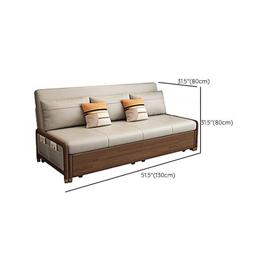 Beige and Brown Sofa Bed with Pillows Convertible Seating with Storage