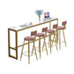Modern Bar-height Table Faux Marble Top Pub Table with Metal Base