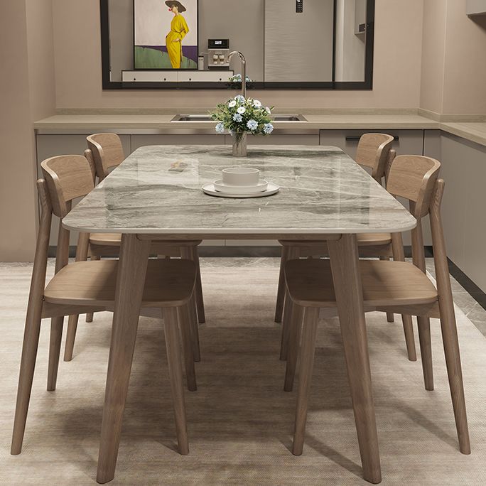 Tavolo da pranzo in stile shaker rettangolo 4 gambe marroni in legno massiccio tavolo da pranzo