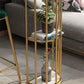Glam Iron Bar Dining Table Stone Top Oval Indoor Bistro Table with 2-Shelf Fixed Table Clearhalo 'Bar Furniture' 'Bar Tables' 'bar_tables' 'furn' 'furn_bar_tables' 'Furniture' 'furniture_bar_tables' 'Kitchen & Dining Furniture' 1200x1200_8089279e-4675-471d-b7df-f1c1f57b51df