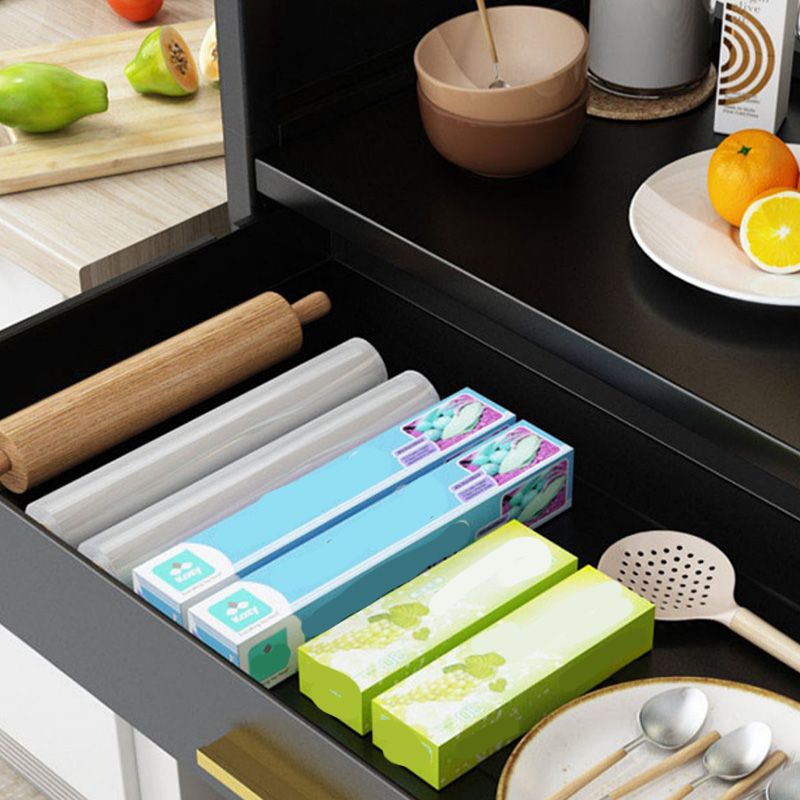 Black Metal Dining Server Contemporary Buffet Server for Kitchen Clearhalo 'buffet_sideboard' 'Buffets & Sideboards' 'furn' 'furn_buffet_sideboard' 'Furniture' 'Kitchen & Dining Furniture' 1200x1200_808a4e8a-f1e0-4d28-8955-752fa44b3f34