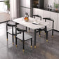 Traditional Faux Marble Top Dining Set with 4 Black Metallic Legs for Dining Furniture Clearhalo 'Dining Room Sets' 'Dining Tables & Seating' 'dining_room_set' 'furn' 'furn_dining_room_set' 'Furniture' 'furniture_dining_room_set' 'Kitchen & Dining Furniture' 'kitchen&dining_furn' 'kitchen' 1200x1200_808c06df-6ce5-49f5-9042-eb3745446ed3