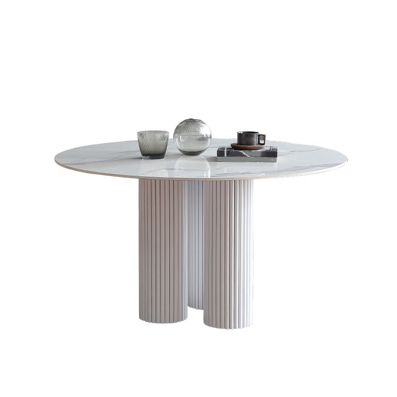 Set di tavoli da pranzo al coperto bianco rotondo in pietra moderna 1/2/3/5 pezzi Dinette Set