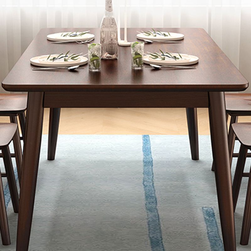 Rectangle Modern Dining Table Brown Fixed Table with Rubberwood Solid Wood Clearhalo ' dining_table' 'Dining Tables & Seating' 'Dining Tables' 'furn' 'furn_dining_table' 'Furniture' 'furniture_dining_table' 'Kitchen & Dining Furniture' 'kitchen&dining_furn' 'kitchen' 'kitchen_dining_table' 1200x1200_808da23f-3f22-4441-9ee7-fafd57b43467