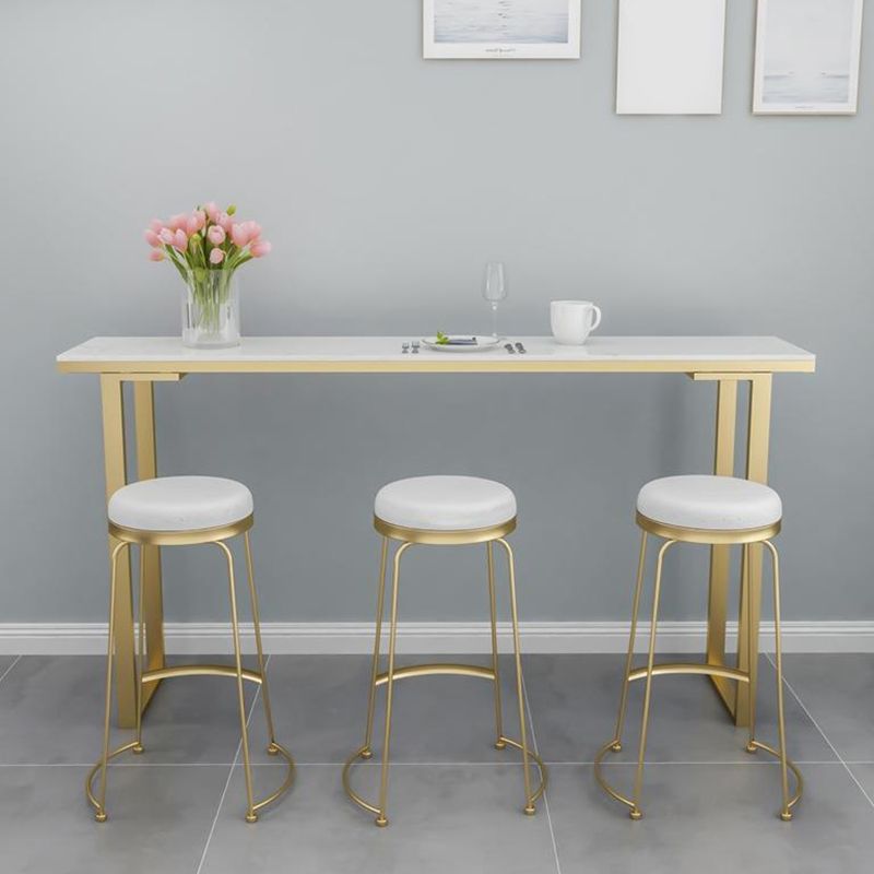 Modern Faux Marble Bistro Bar Table Rectangle Metal Base Bar Table Clearhalo 'Bar Furniture' 'Bar Tables' 'bar_tables' 'furn' 'furn_bar_tables' 'Furniture' 'Kitchen & Dining Furniture' 1200x1200_808db8ec-8072-4b1b-a2d4-494d84bc67f7