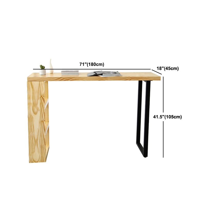 Table de bar moderne à 3 étagères Table de bar de bistro rectangulaire en bois massif en naturel