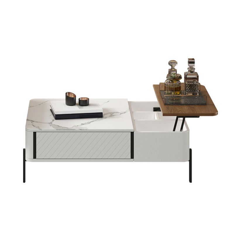 Modern Style Paint Craft Green and White Rectangular Round Coffee Table