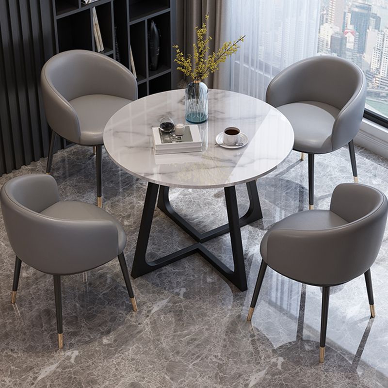 Tavolo da pranzo in legno per 2 persone Piano rotondo con base in metallo
