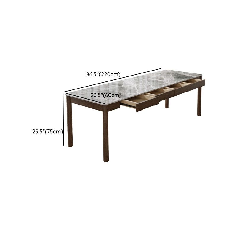 Bureau d'écriture de style industriel Bureau de tâche de forme rectangulaire en brun pour le bureau