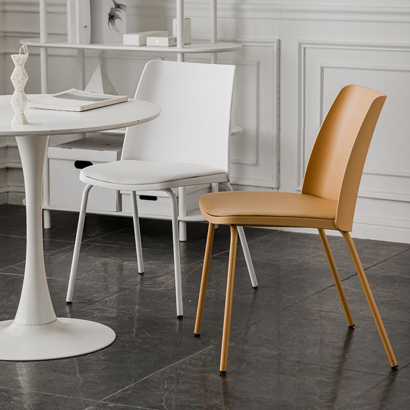 Modern Solid Back Side Chair Plastic Upholstered Armless Chair for Dining Room Clearhalo 'Dining Chairs' 'Dining Tables & Seating' 'dining_chair' 'furn' 'furn_dining_chair' 'Furniture' 'Kitchen & Dining Furniture' 1200x1200_80941e1c-4fd0-4c62-918a-d99da9b9e6d0