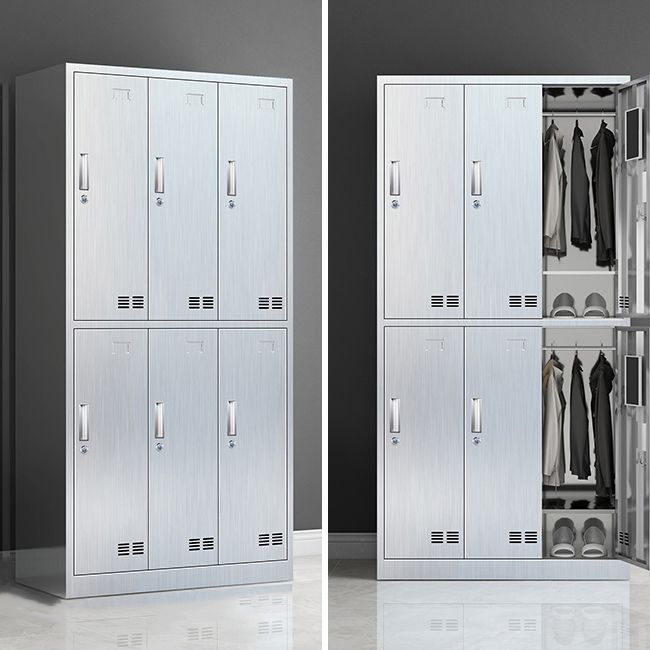 Modern Chrome Storage Cabinet for Bathroom Metal Cabinet with Hinged Doors Clearhalo 'Armoires & Wardrobes' 'armoires_wardrobes' 'Bedroom Furniture' 'furn' 'furn_armoires_wardrobes' 'Furniture' 1200x1200_8094fcaa-8ad2-48a6-a53b-05aa6bf6635f