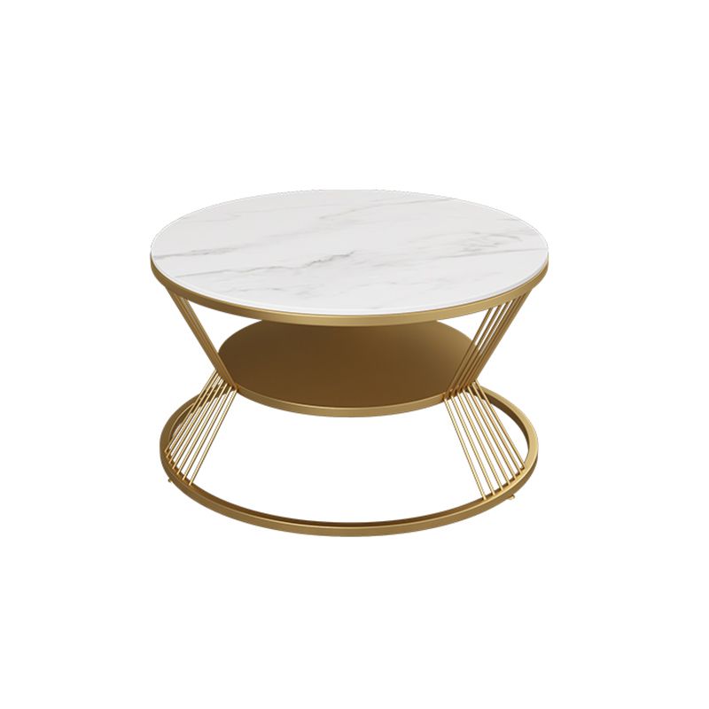 No Distressing Round Coffee Table Frame Single Coffee Table with Shelf Clearhalo 'Coffee & Accent Tables' 'Coffee Tables' 'coffee_tables' 'furn' 'furn_coffee_tables' 'Furniture' 'Living Room Furniture' 1200x1200_8097f9ac-8799-4449-a931-635db3356284