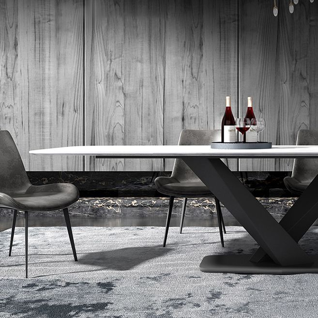 Metal Contemporary Rectangular Dining Table Sintered Stone Table for Dining Room Clearhalo ' dining_table' 'Dining Tables & Seating' 'Dining Tables' 'Furniture' 'furniture_dining_table' 'Kitchen & Dining Furniture' 'kitchen&dining_furn' 'kitchen' 'kitchen_dining_table' 1200x1200_8099fa7f-9420-4e2f-ae35-9ded946e13a5