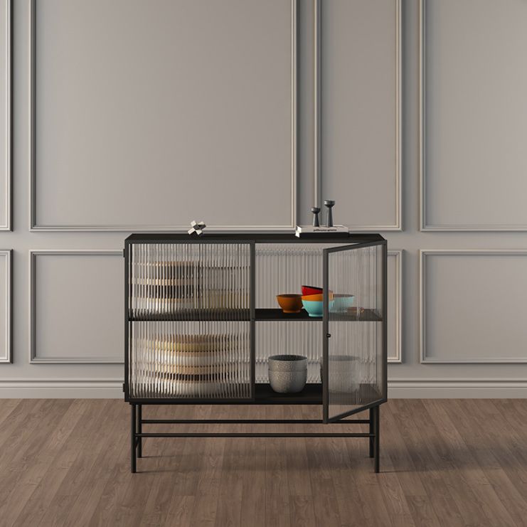 Moderni mobili in metallo porte di vetro a buffet per sala da pranzo