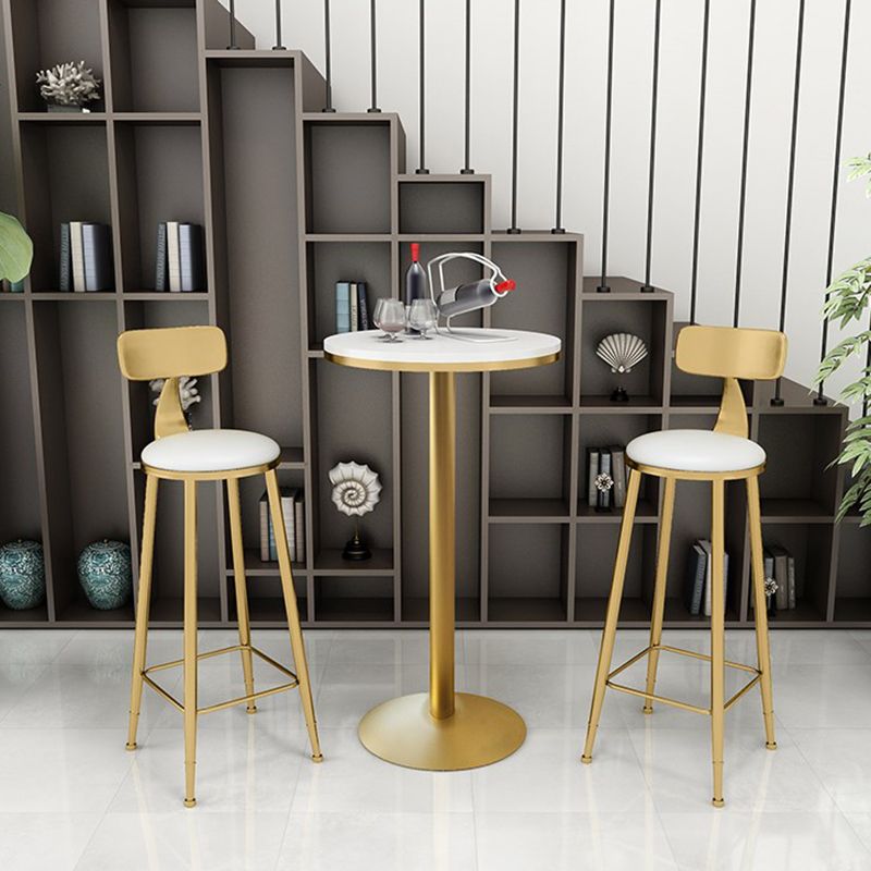 Glam Faux Marble Bar Table 41.3"H Pedestal Bistro Bar Desk with Metal Base