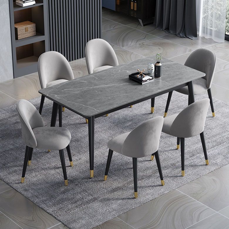 モダンな1/3/5/7ピースダイニングセットダイニングルーム用の長方形の石のダイニングテーブル