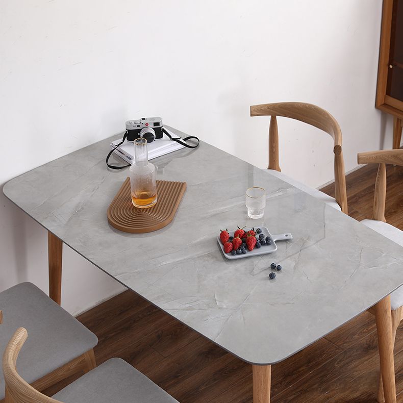 Mesa de comedor de piedra sinterizada rectangular muebles modernos con 4 patas para oficina