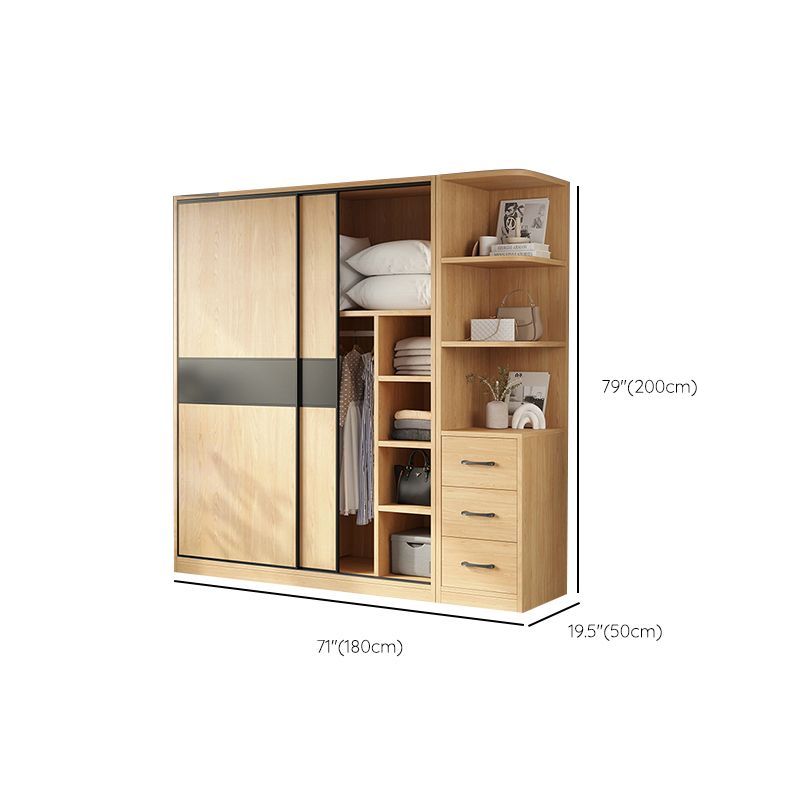 Modern Pine Solid Wood Wardrobe Freestanding Wardrobe with Soft Close Doors Clearhalo 'Armoires & Wardrobes' 'armoires_wardrobes' 'Bedroom Furniture' 'furn' 'furn_armoires_wardrobes' 'Furniture' 1200x1200_809d407f-cb69-428e-8d5a-de3f682189ee