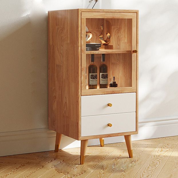 Modernist Cabinet Natural Finish Side Cabinet with Glass Paned