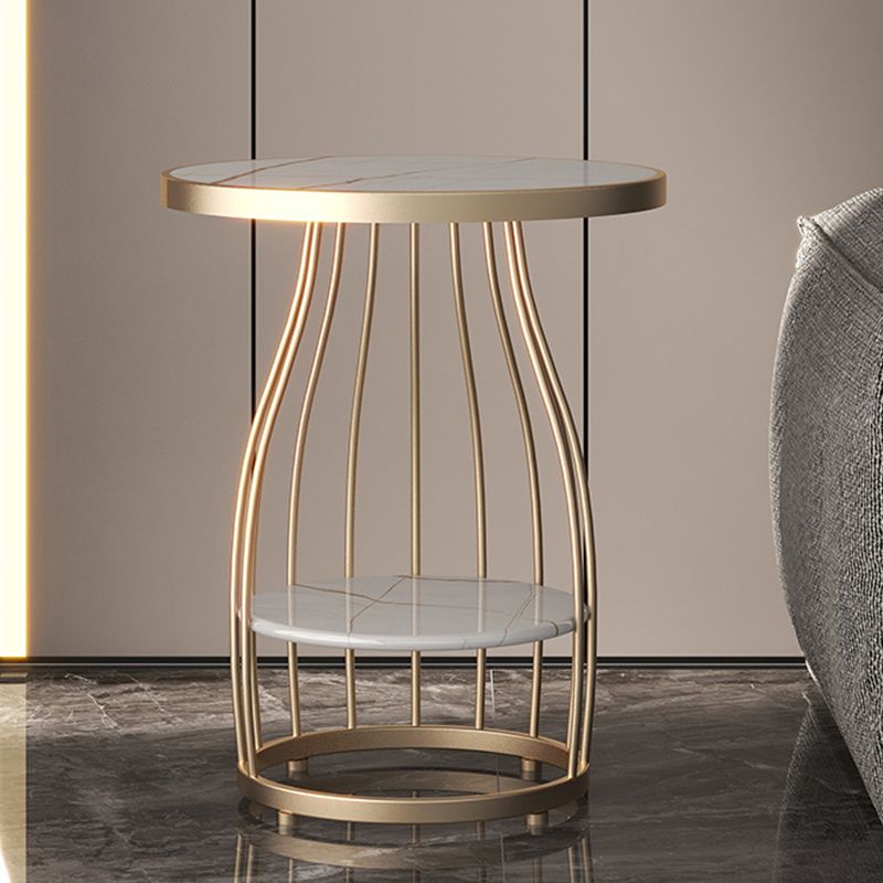 Modern Style Cocktail Table Marble Table Metal Base Round Coffee Table