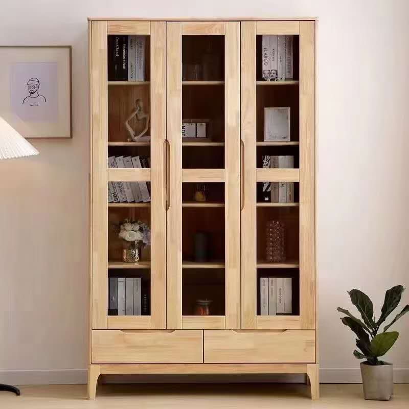 Solid Wood Scandinavian Bookcase Closed Back Bookcase with Door Clearhalo 'Bookcases' 'furn' 'furn_bookcases' 'Furniture' 'furniture_bookcases' 'Office Furniture' 1200x1200_809f7bec-46b3-46f4-9e1f-24406f4f718a