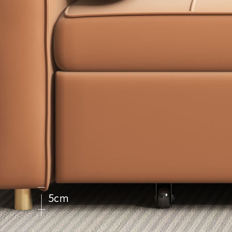 Faux Leather Convertible Sofa Bed with Pillows in Orange for Apartment Clearhalo 'furn' 'furn_sofas' 'Furniture' 'Living Room Furniture' 'Sofa' 'sofas' 1200x1200_80a0faef-06a4-45ab-a33d-6603cc28cc7d