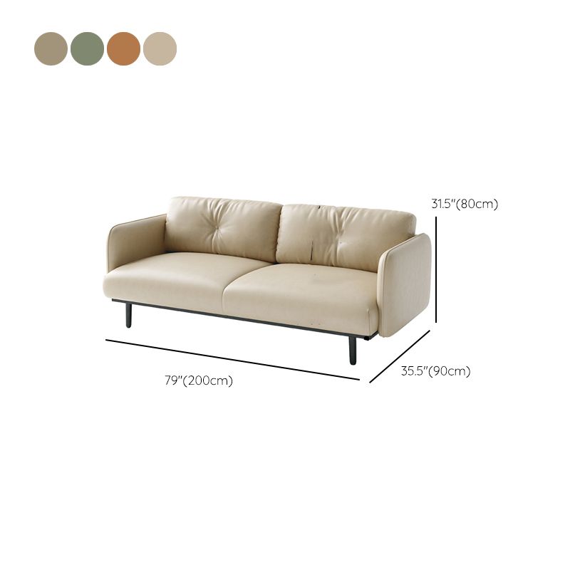 Faux Leather Standard Sofa Square Arm Sofa withTufted Back in Solid Wood Clearhalo 'furn' 'furn_sofas' 'Furniture' 'Living Room Furniture' 'Sofa' 'sofas' 1200x1200_80a22865-c88f-4558-afdd-71bb496b19c9