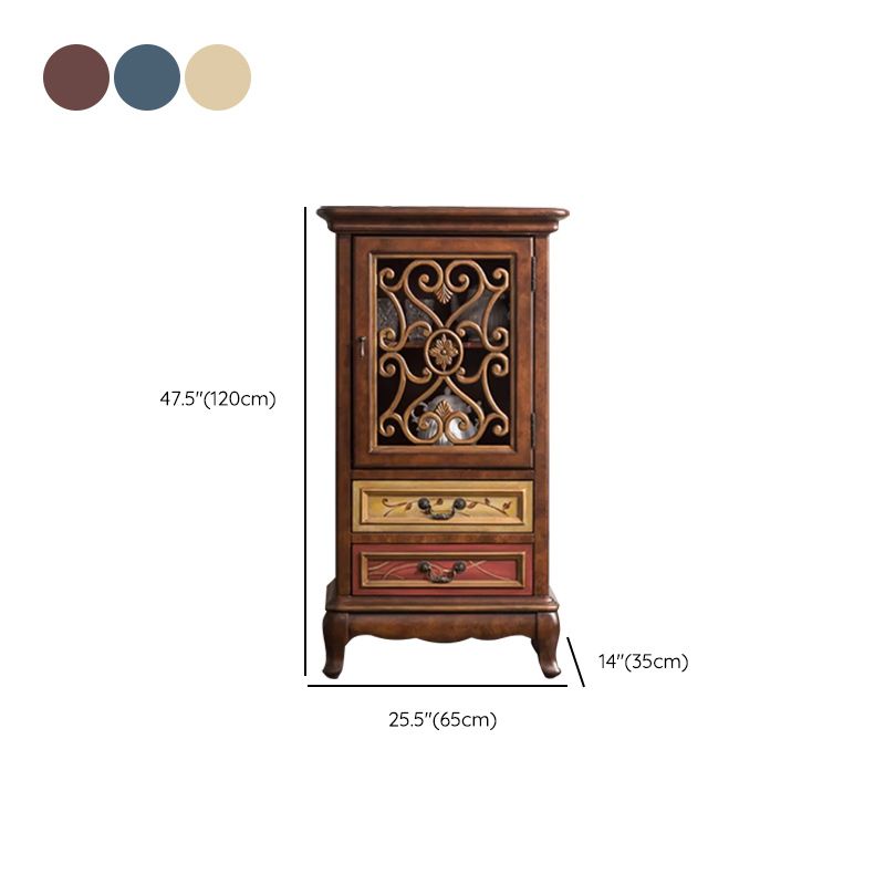 Door Cabinet Mid Century Distressed Solid Wood Storage Cabinet with Drawers Clearhalo 'Cabinets & Chests' 'cabinets_chests' 'furn' 'furn_cabinets_chests' 'Furniture' 'Living Room Furniture' 1200x1200_80a27bda-7d2e-4b8f-a2c3-d50342bdb6ba