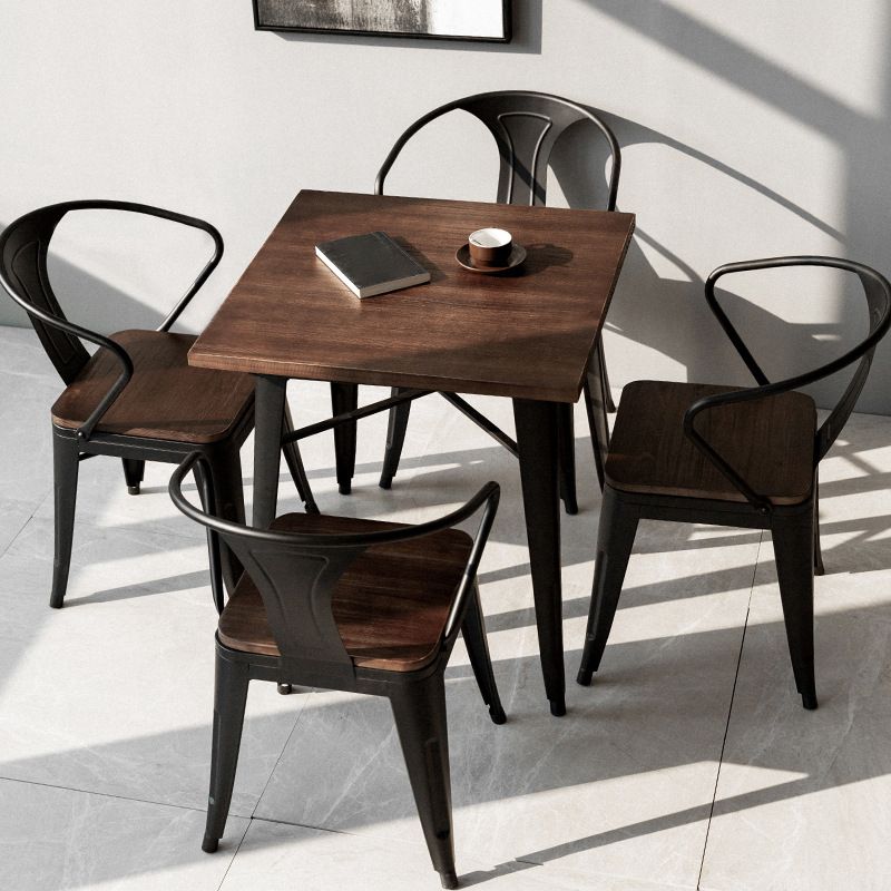 Industrial 4 Legs Pedestal Dining Table Pine Table for Dining Room Clearhalo 'Dining Tables & Seating' 'Dining Tables' 'dining_table' 'furn' 'furn_dining_table' 'Furniture' 'Kitchen & Dining Furniture' 1200x1200_80a334fd-8564-44dc-b591-da9802cce302