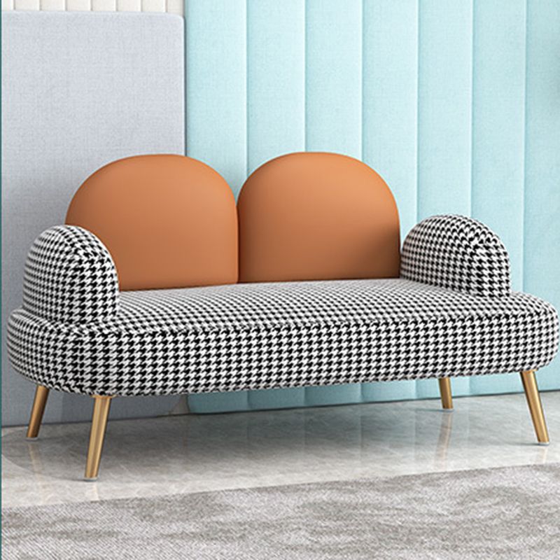 Sofá de brazo redondo de tela de sofá de sofá de camello contemporáneo para sala de bonificación