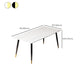 Table à manger rectangulaire en pierre moderne, 4 pieds noirs, pour salle à manger
