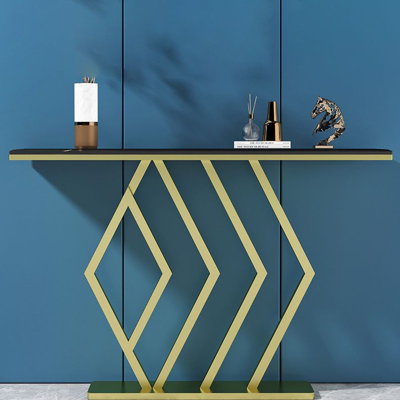 31.5-inch Tall Hall Console Table Glam Stone Accent Table with 1 Shelf Clearhalo 'Console Tables' 'console_tables' 'Entry & Mudroom Furniture' 'furn' 'furn_console_tables' 'Furniture' 1200x1200_80b066f0-871a-4c10-bc52-2acfb947b7ca