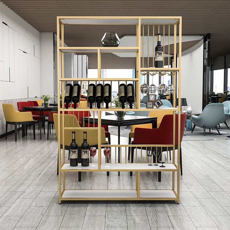 モダンメタルワインホルダーラック47.2 "x 11.8" x 70.9 "棚ワインラックフロア