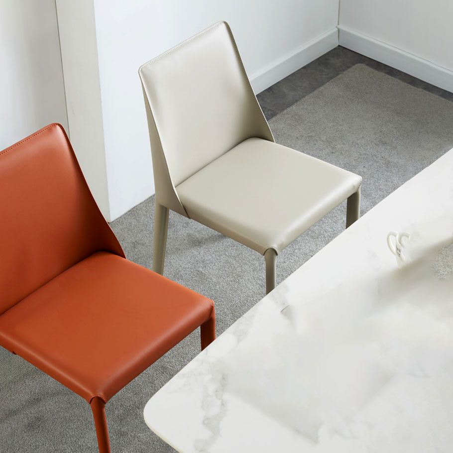 Contemporary Leather Dining Chair Armless Solid Back Chair for Home Clearhalo 'Dining Chairs' 'Dining Tables & Seating' 'dining_chair' 'furn' 'furn_dining_chair' 'Furniture' 'furniture_dining_chair' 'Kitchen & Dining Furniture' 1200x1200_80b0fda5-3716-4bca-b71c-cf948b92106c