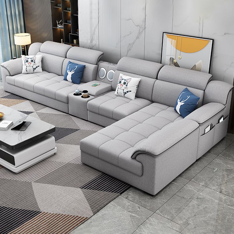 Canapé en tissu moderne en oreiller gris canapé le bras avec oreillers de boîtier