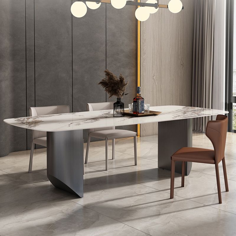 Eigentijdse stijl 1/3/4/6/7/8 stukken eetstoelen voor rechthoekige stenen meubels in grijs