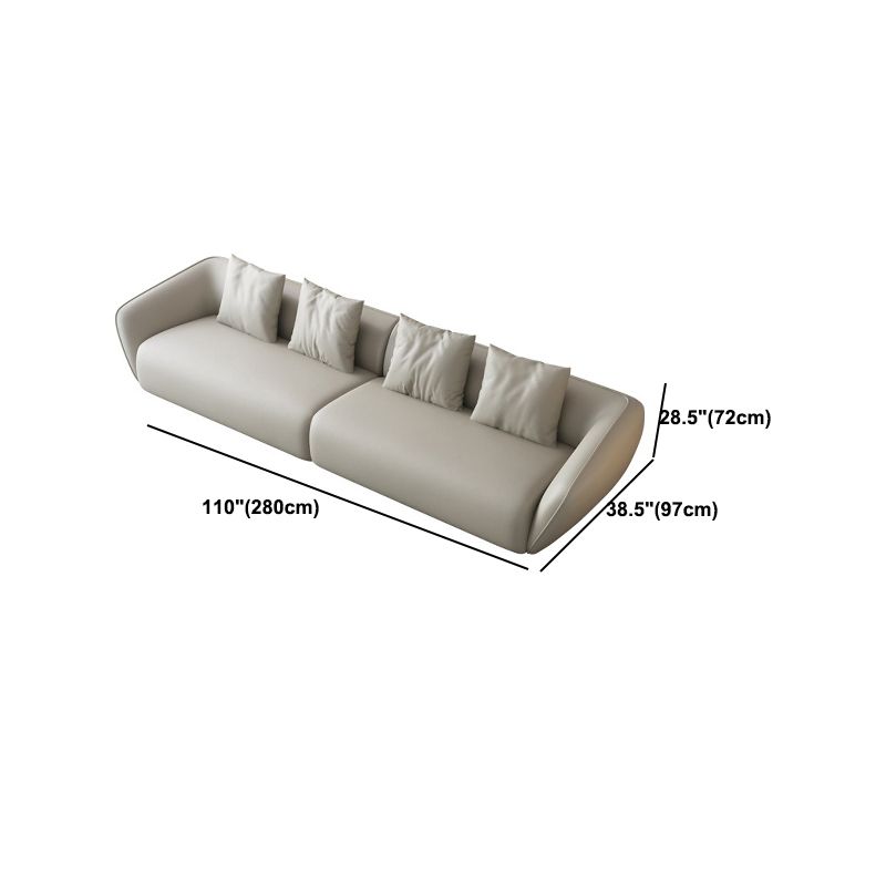 Genuine Leather Sloped Arm Sofa Contemporary Standard Sofa with Pillows Clearhalo 'furn' 'furn_sofas' 'Furniture' 'Living Room Furniture' 'Sofa' 'sofas' 1200x1200_80b4880a-fda5-409d-9386-8900c660c123