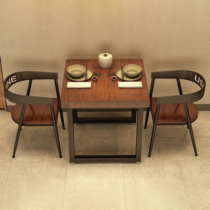 Industrial Wooden Dining Table Brown Square Table with Sled Base for Dinning Room Clearhalo ' dining_table' 'Dining Tables & Seating' 'Dining Tables' 'furn' 'furn_dining_table' 'Furniture' 'furniture_dining_table' 'Kitchen & Dining Furniture' 'kitchen&dining_furn' 'kitchen' 'kitchen_dining_table' 1200x1200_80b697d2-217a-480f-81d1-cd7e9d22c455