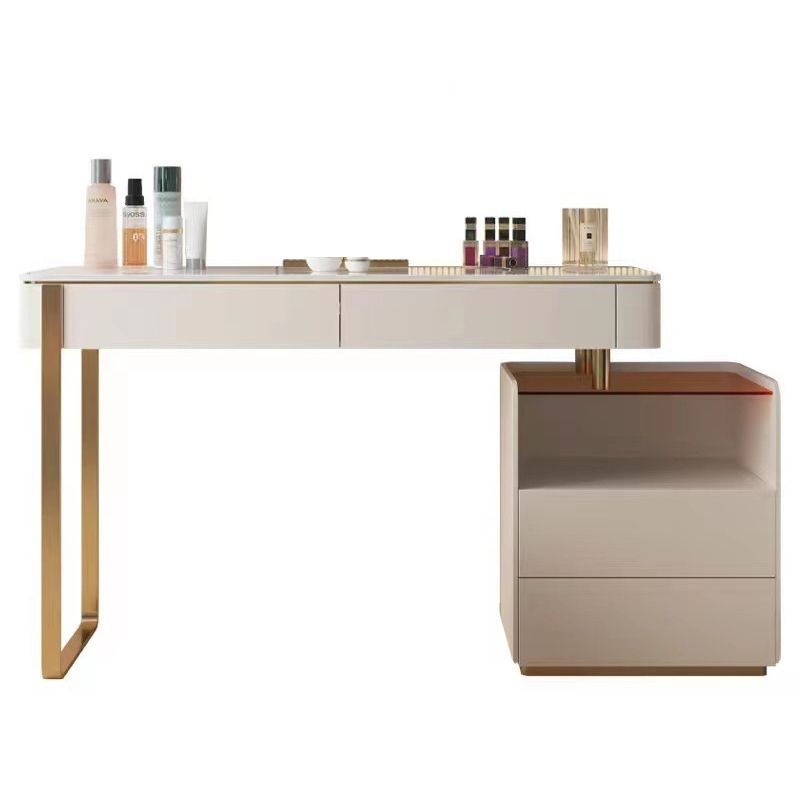 Glam weißes Make-up Eitelkeit mit 4 Lagerschubladen Holz Waschtisch, 15,74 "breit