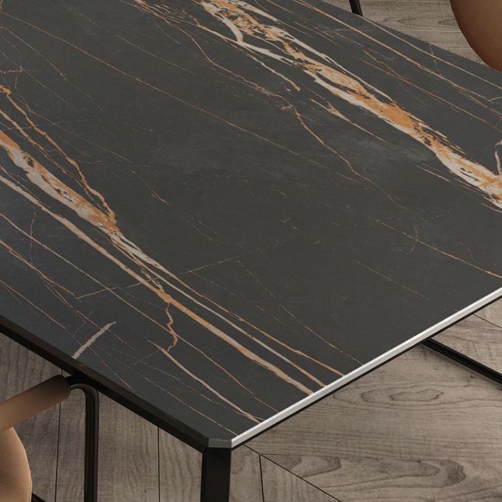 Modern Style Sintered Stone Dining Table Black Rectangle Kitchen Table with 4 Legs Clearhalo ' dining_table' 'Dining Tables & Seating' 'Dining Tables' 'furn' 'furn_dining_table' 'Furniture' 'furniture_dining_table' 'Kitchen & Dining Furniture' 'kitchen&dining_furn' 'kitchen' 'kitchen_dining_table' 1200x1200_80b6b654-0a42-44de-9d7f-796f20fbd6bb