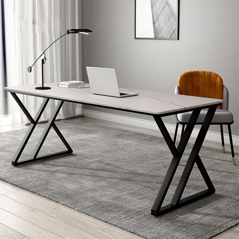 Trestle White Office scrivania contemporanea scrivania di ferro e pietra contemporanea