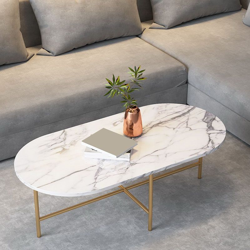 Glam Table basse en ardoise à 4 pieds avec base en fer blanc