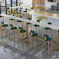 White Faux Marble Table Modern Style Bistro Table with Trestle Base