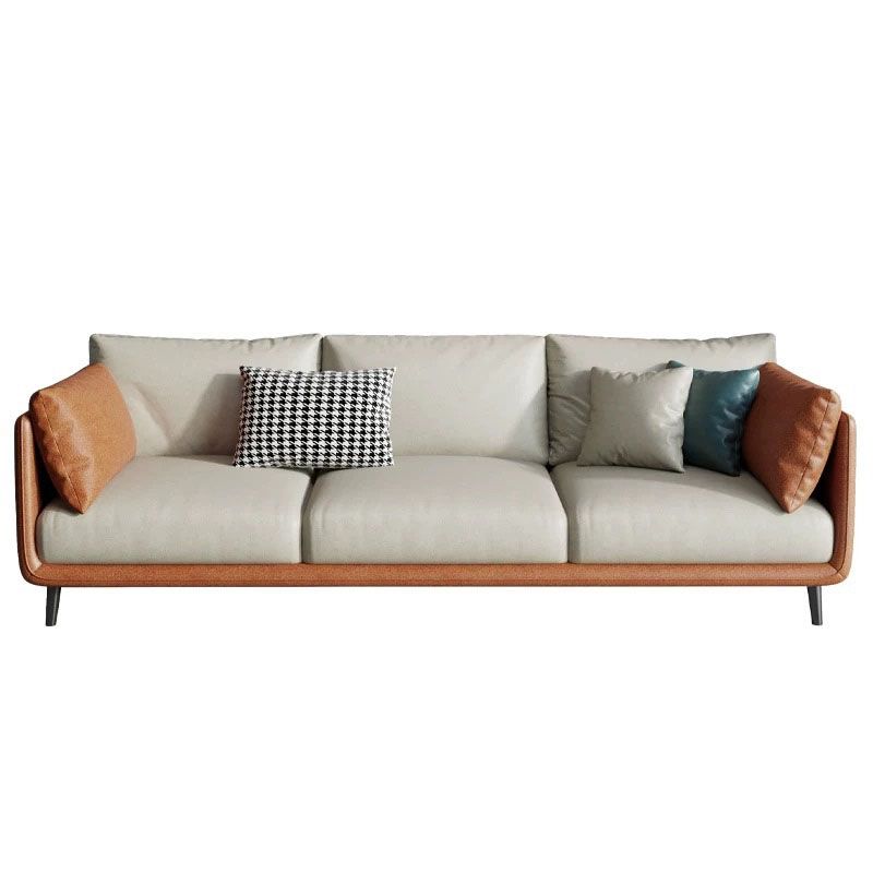 Modern Style Square Armrest Sponge Seat Filled with Wood Orange/grey/white/blue Sofa Clearhalo 'furn' 'furn_sofas' 'Furniture' 'furniture_sofas' 'kitchen' 'kitchen_sofas' 'Living Room Furniture' 'Sofa' 'sofas' 1200x1200_80b87095-869a-49c1-a7ea-52fc156737c6