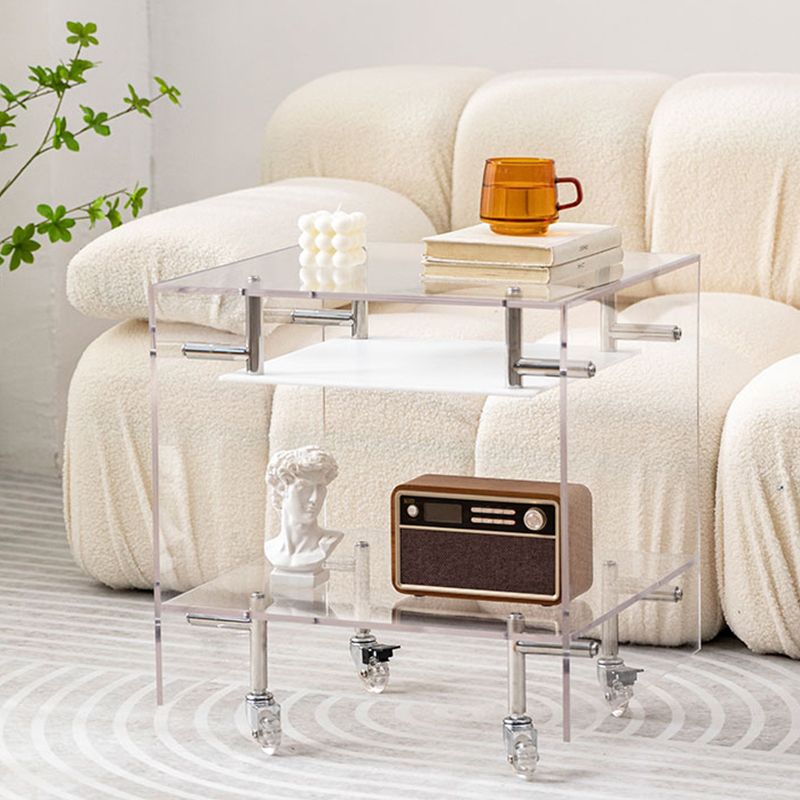 Plastic Rectangular End Table Double Tier Corner Table with Storage Clearhalo 'Coffee & Accent Tables' 'End & Side Tables' 'end_side_tables' 'furn' 'furn_end_side_tables' 'Furniture' 'Living Room Furniture' 1200x1200_80b8b65a-7175-4e20-ab6b-7dd87436af8f