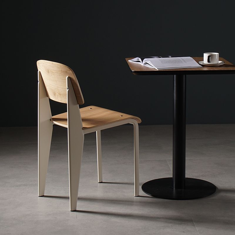 Contemporary Style Dining Room Chairs Metal Armless Chair with Wooden Legs Clearhalo ' kitchen&dining_furn' 'Dining Chairs' 'Dining Tables & Seating' 'dining_chair' 'Furniture' 'furniture_dining_chair' 'Kitchen & Dining Furniture' 'kitchen' 1200x1200_80bdf61c-f04a-4507-8710-f29f566b8dca