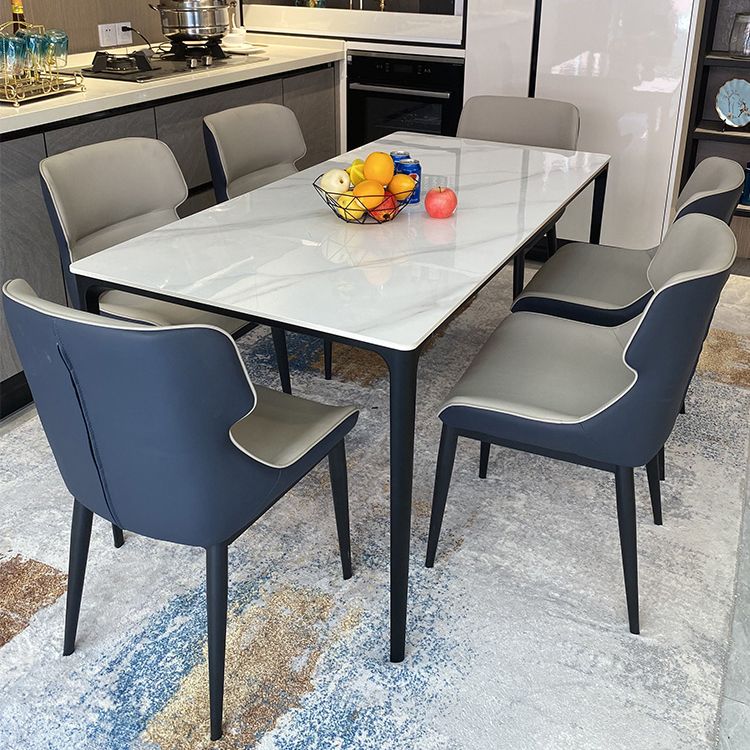 Table à manger rectangle Table à manger moderne en pierre blanche pour la maison