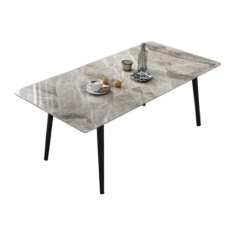 Metal Industrial Rectangle Dining Table Sintered Stone Top Table with Black Legs Clearhalo ' dining_table' 'Dining Tables & Seating' 'Dining Tables' 'furn' 'furn_dining_table' 'Furniture' 'furniture_dining_table' 'Kitchen & Dining Furniture' 'kitchen&dining_furn' 'kitchen' 'kitchen_dining_table' 1200x1200_80be949a-25f1-4083-b8c3-1ae21b0221e6