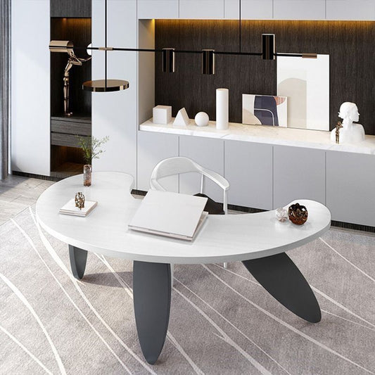 Unconventional Shape Office Desk Solid Wood Modern Writing Desk in Matte Finish Clearhalo 'furn' 'furn_office_desk' 'Furniture' 'Office Desks' 'Office Furniture' 'office_desk' 1200x1200_80c050f8-0c09-4b1e-871a-ac1cffee285a