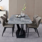 Glanzende grijze glamour eettafel set 1/2/5/7 stukken dinette ingesteld voor thuis